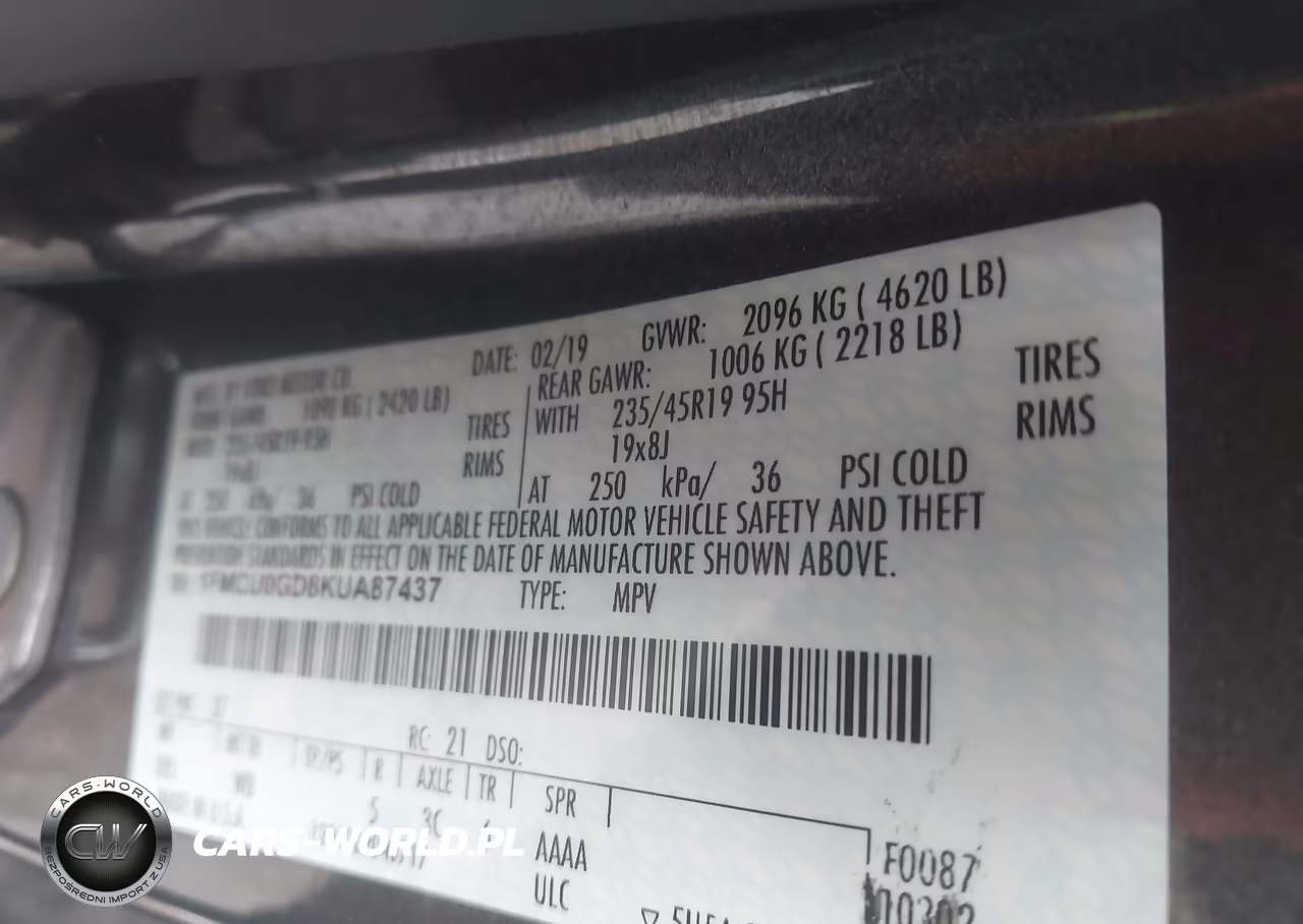 2019 Ford Escape Se VIN:1FMCU0GD8KUA87437 - 9