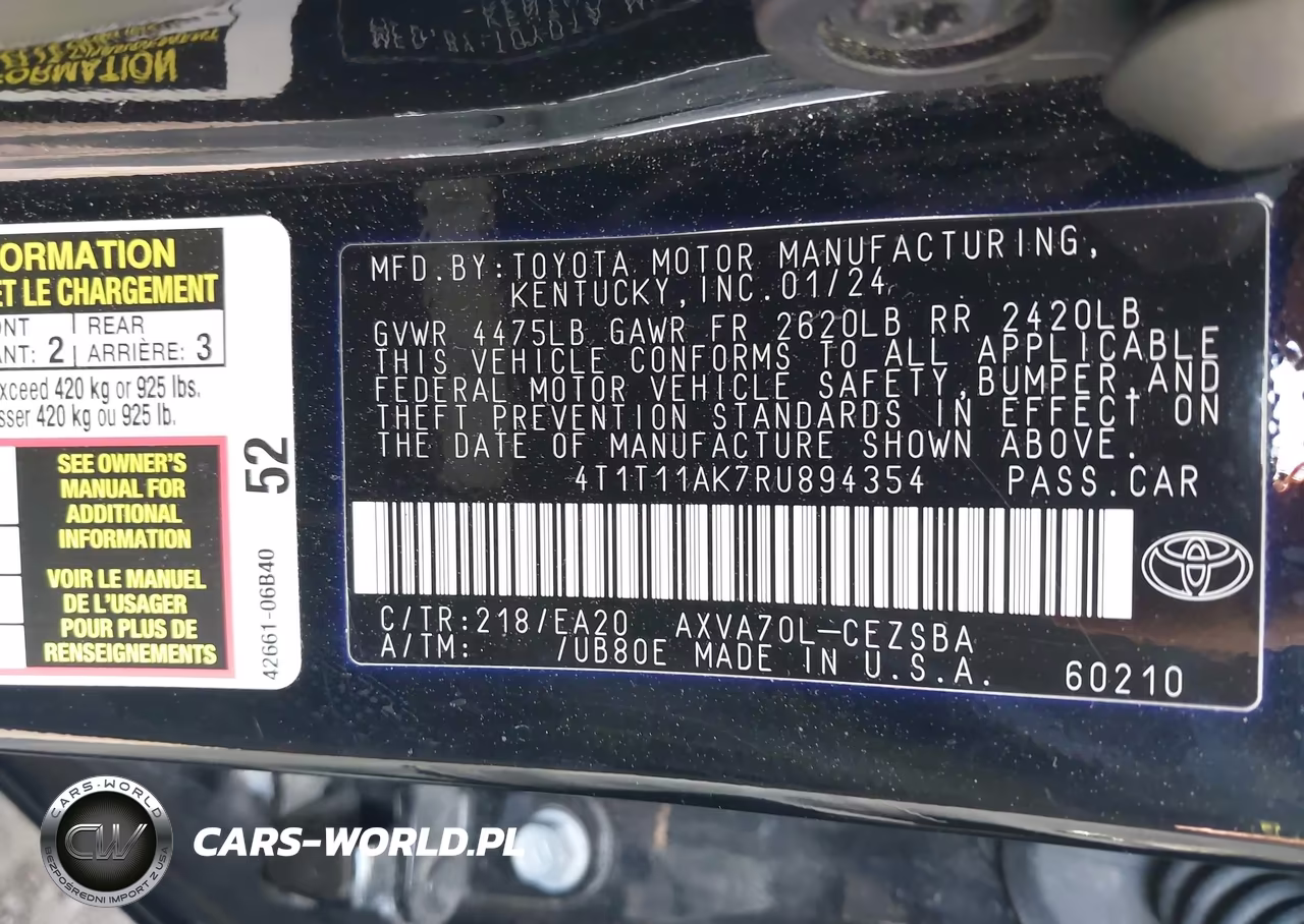 2024 Toyota Camry Se VIN:4T1T11AK7RU894354 - 9