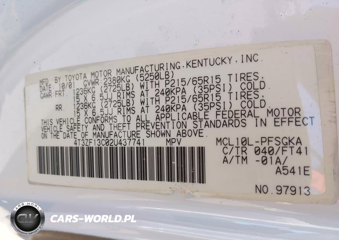 2002 Toyota Sienna Le VIN:4T3ZF13C02U437741 - 9