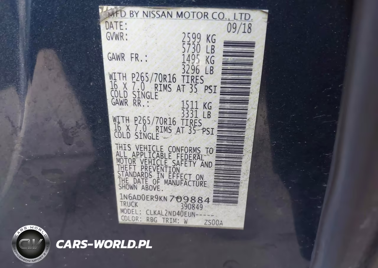 2019 Nissan Frontier Sv VIN:1N6AD0ER9KN709884 - 9