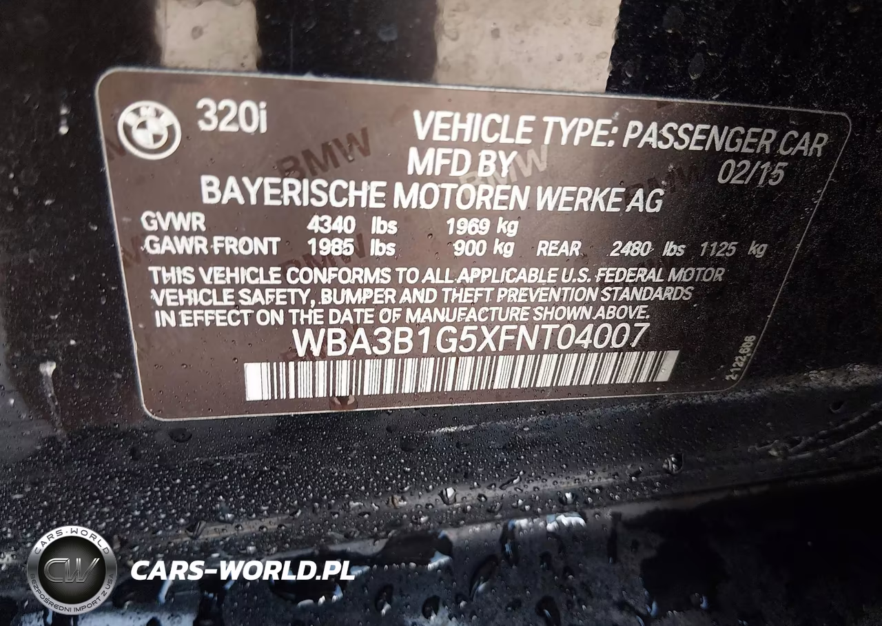 2015 BMW 320I VIN:WBA3B1G5XFNT04007 - 9