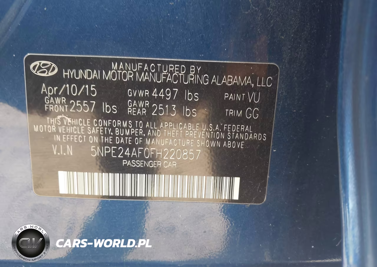 2015 Hyundai Sonata Se VIN:5NPE24AF0FH220857 - 9
