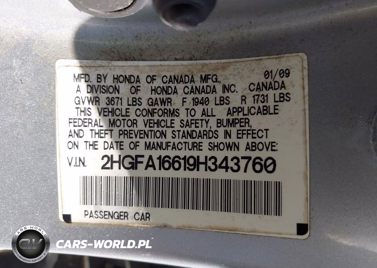 2009 Honda Civic Lx-S VIN:2HGFA16619H343760 - 9
