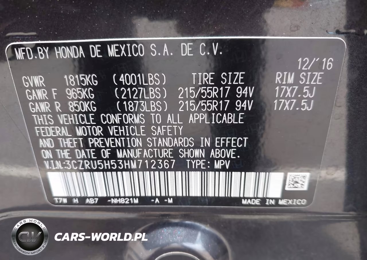 2017 Honda Hr-V Ex VIN:3CZRU5H53HM712367 - 9