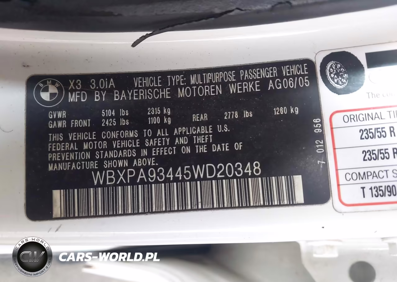 2005 BMW X3 3.0I VIN:WBXPA93445WD20348 - 9