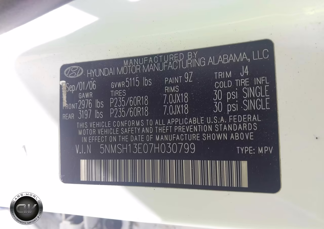 2007 Hyundai Santa Fe Limited-Se VIN:5NMSH13E07H030799 - 9