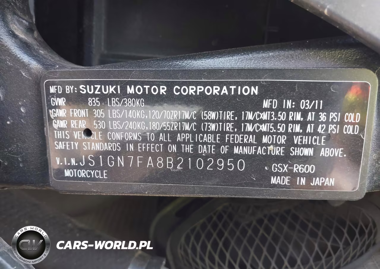 2011 Suzuki Gsx-R600 VIN:JS1GN7FA8B2102950 - 10