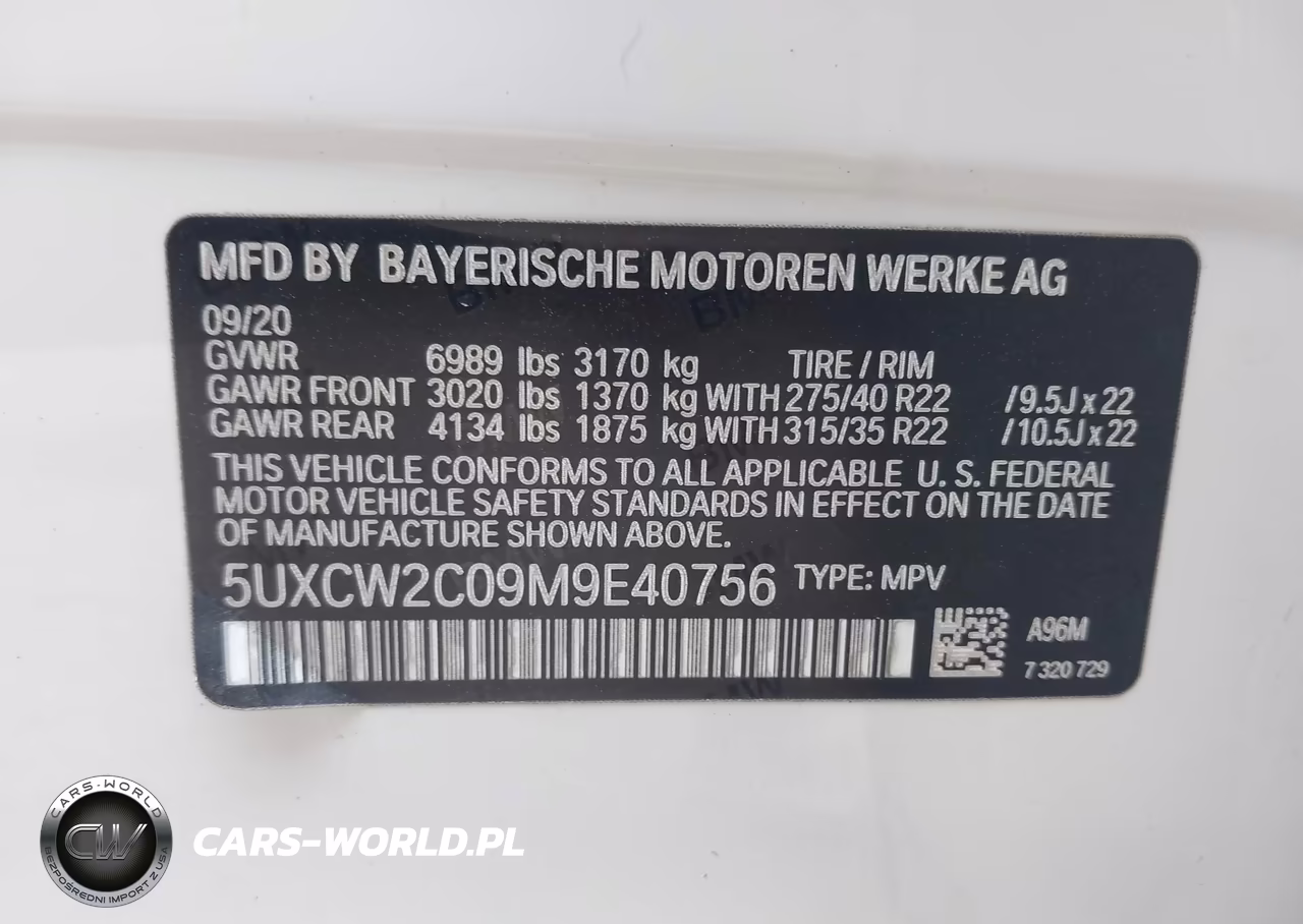 2021 BMW X7 xDrive40I VIN:5UXCW2C09M9E40756 - 9