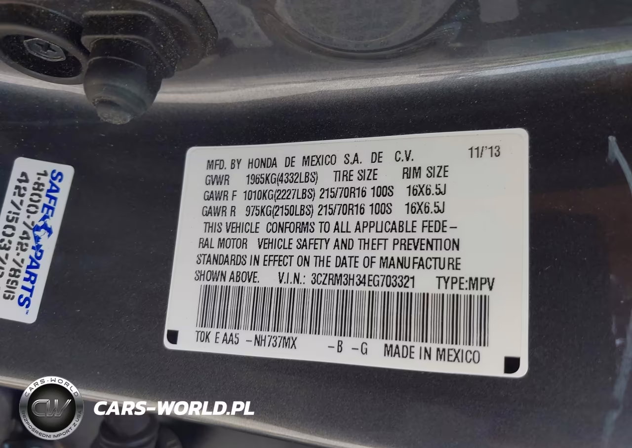 2014 Honda Cr-V Lx VIN:3CZRM3H34EG703321 - 9