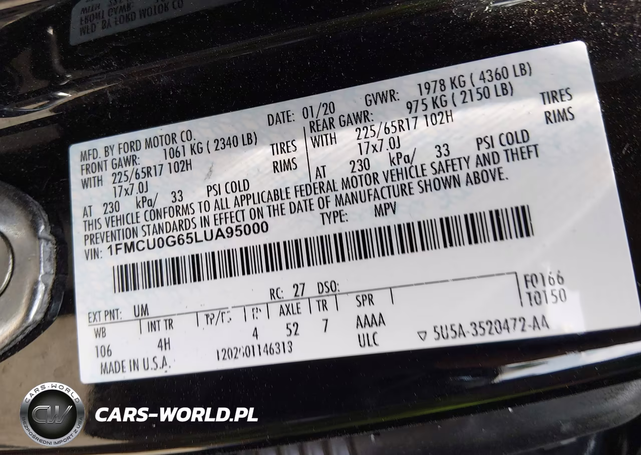 2020 Ford Escape Se VIN:1FMCU0G65LUA95000 - 9