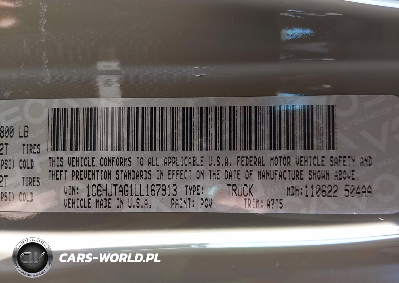 2020 Jeep Gladiator Sport S 4X4 VIN:1C6HJTAG1LL167913 - 9
