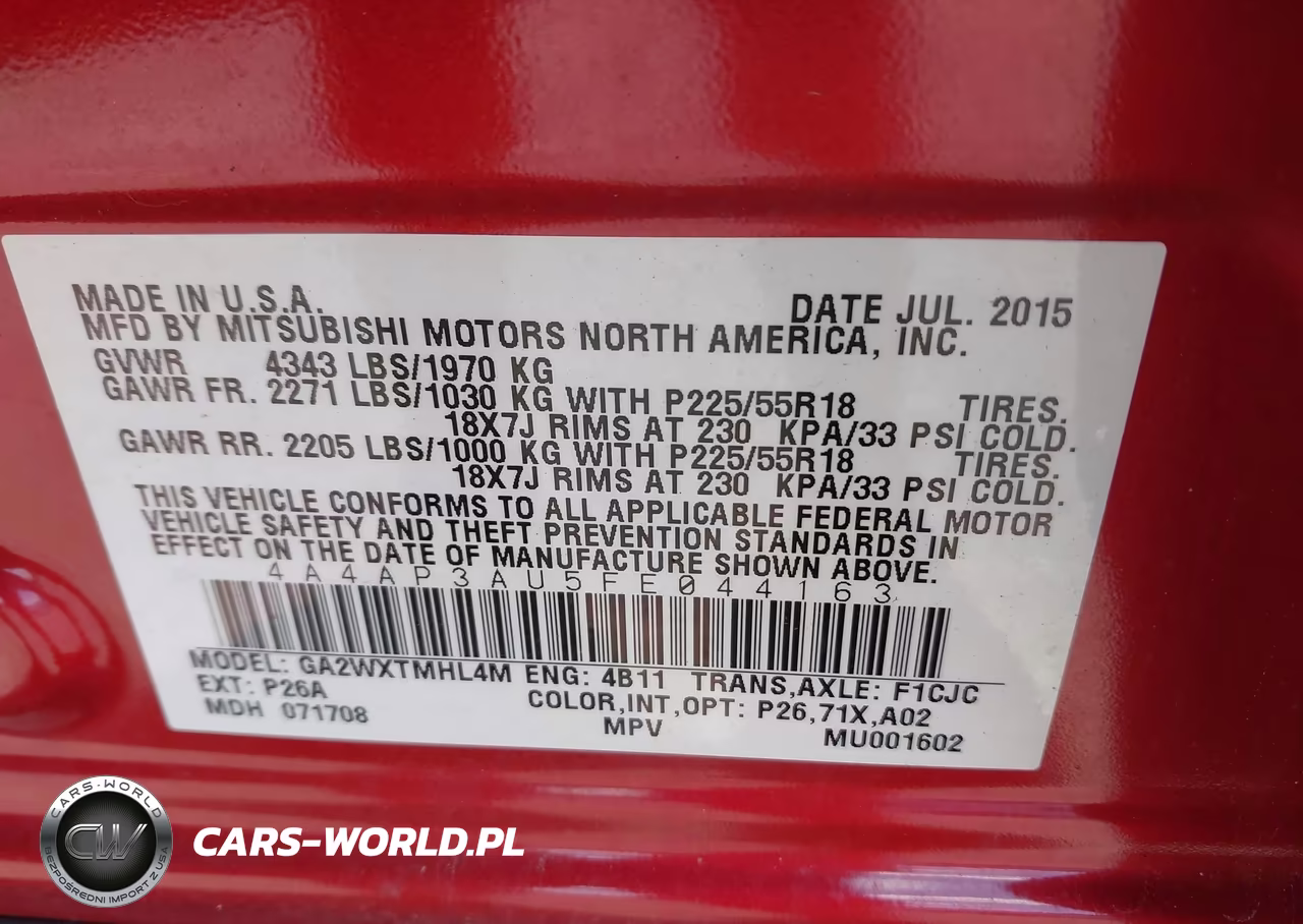 2015 Mitsubishi Outlander Sport Es VIN:4A4AP3AU5FE044163 - 9
