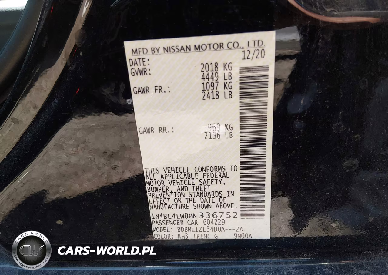 2021 Nissan Altima Sl Intelligent Awd VIN:1N4BL4EW0MN336752 - 9