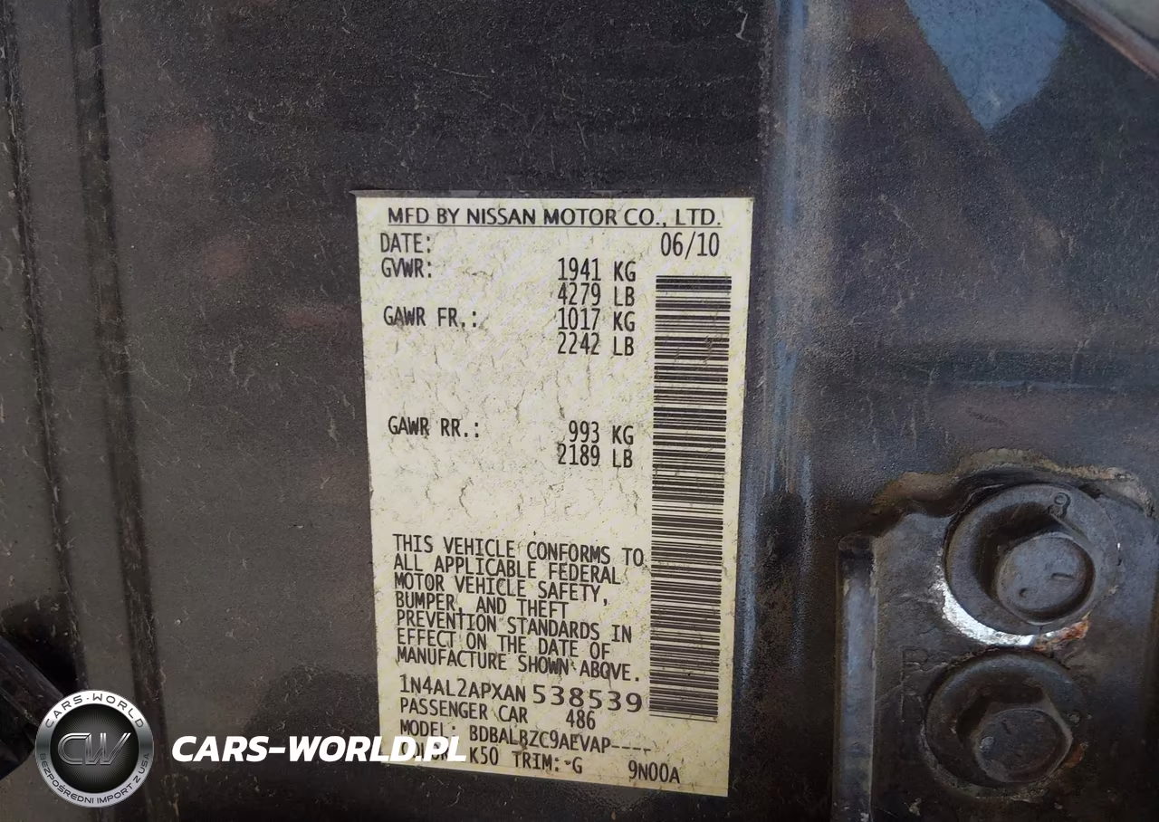 2010 Nissan Altima 2.5 S VIN:1N4AL2APXAN538539 - 9