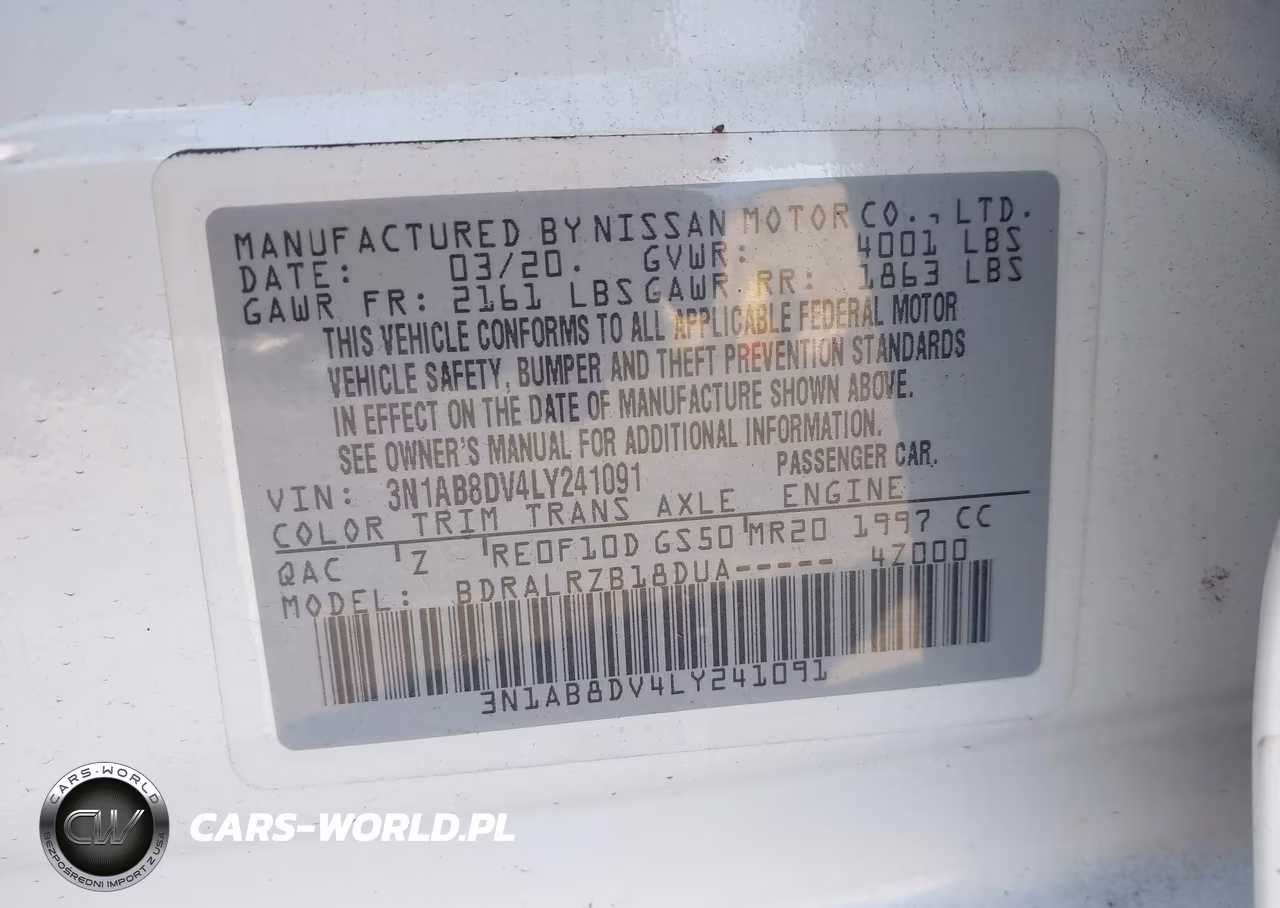 2020 Nissan Sentra Sr Xtronic Cvt VIN:3N1AB8DV4LY241091 - 9