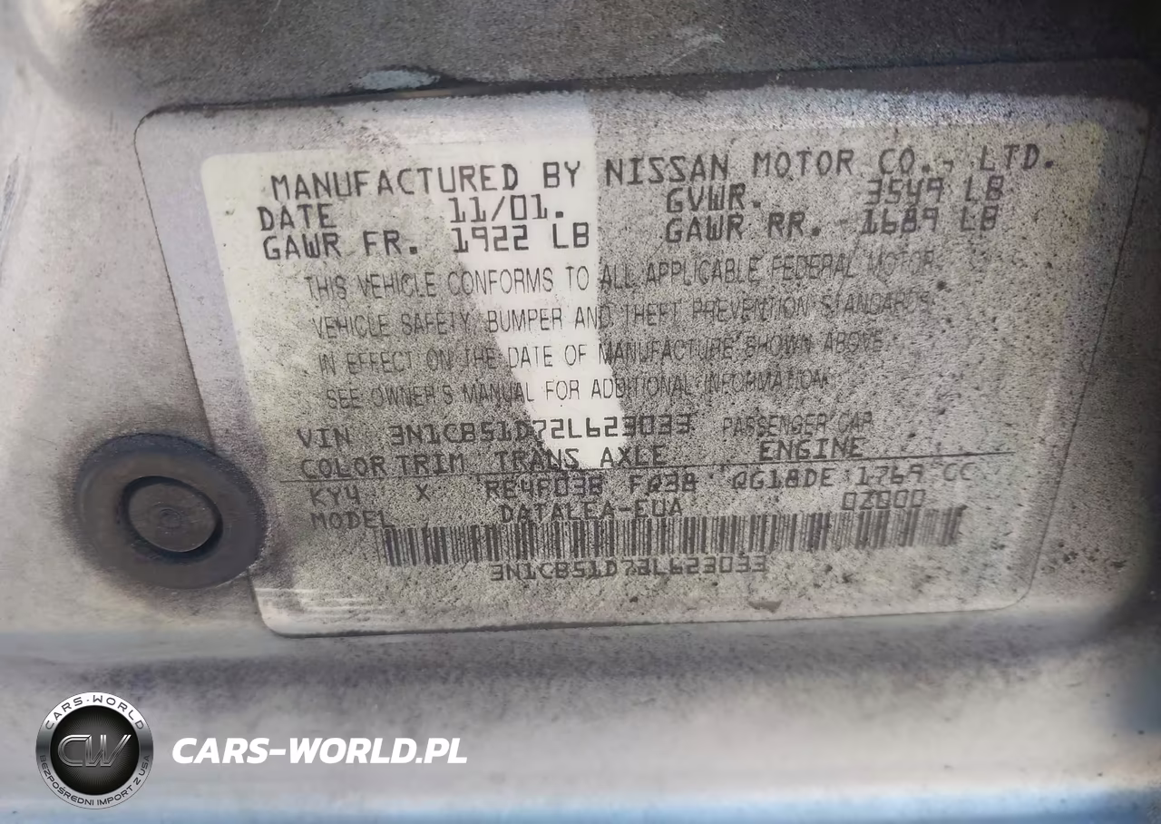 2002 Nissan Sentra Gxe VIN:3N1CB51D72L623033 - 9