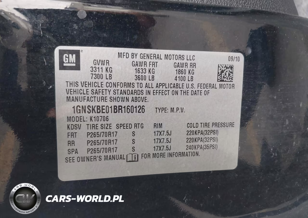 2011 Chevrolet Tahoe Lt VIN:1GNSKBE01BR160126 - 9