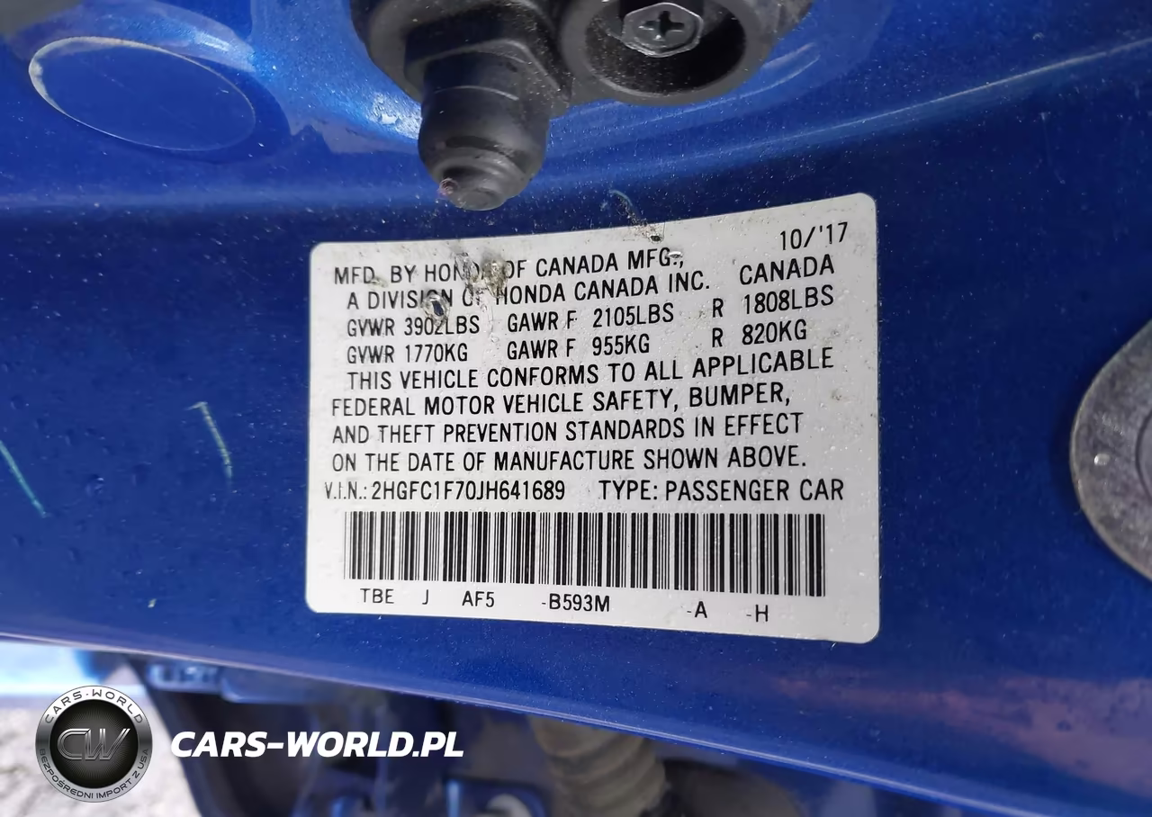 2018 Honda Civic Ex-L VIN:2HGFC1F70JH641689 - 9