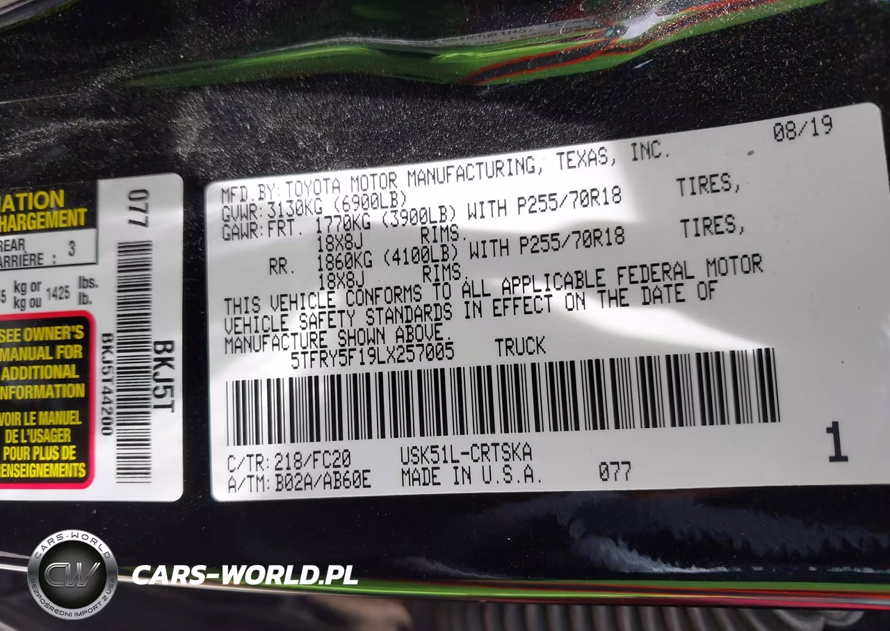 2020 Toyota Tundra Sr5 VIN:5TFRY5F19LX257005 - 9
