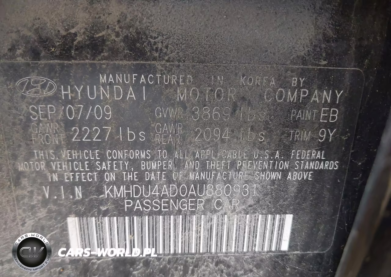 2010 Hyundai Elantra Gls VIN:KMHDU4AD0AU880931 - 9