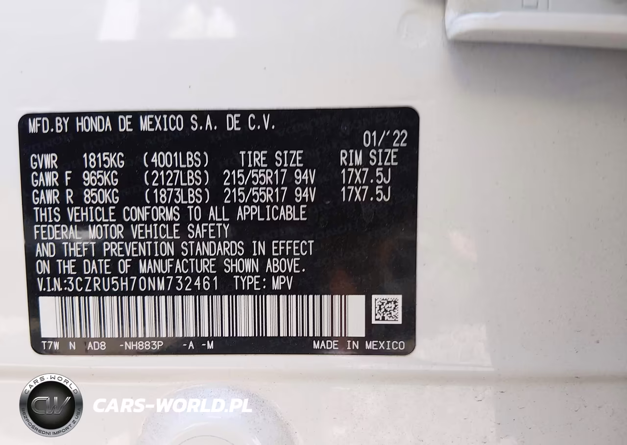 2022 Honda Hr-V 2Wd Ex-L VIN:3CZRU5H70NM732461 - 9