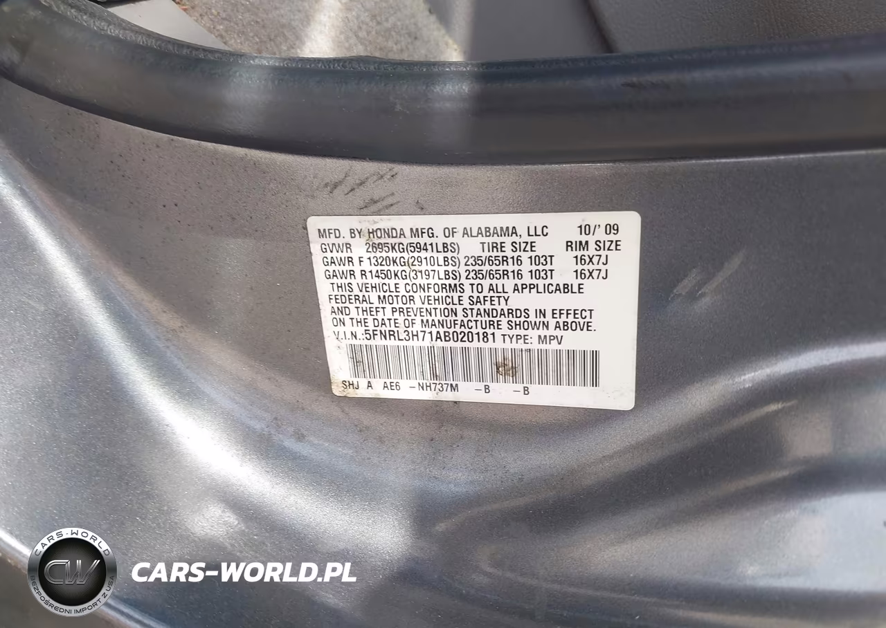 2010 Honda Odyssey Ex-L VIN:5FNRL3H71AB020181 - 9