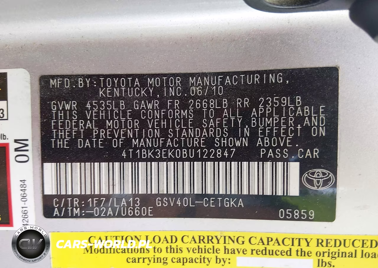 2011 Toyota Camry Xle V6 VIN:4T1BK3EK0BU122847 - 9