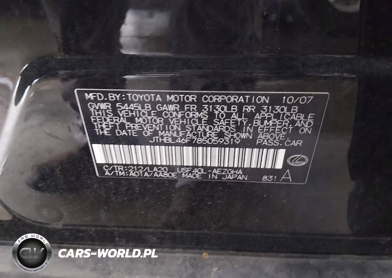 2008 Lexus Ls 460 VIN:JTHBL46F785059319 - 9