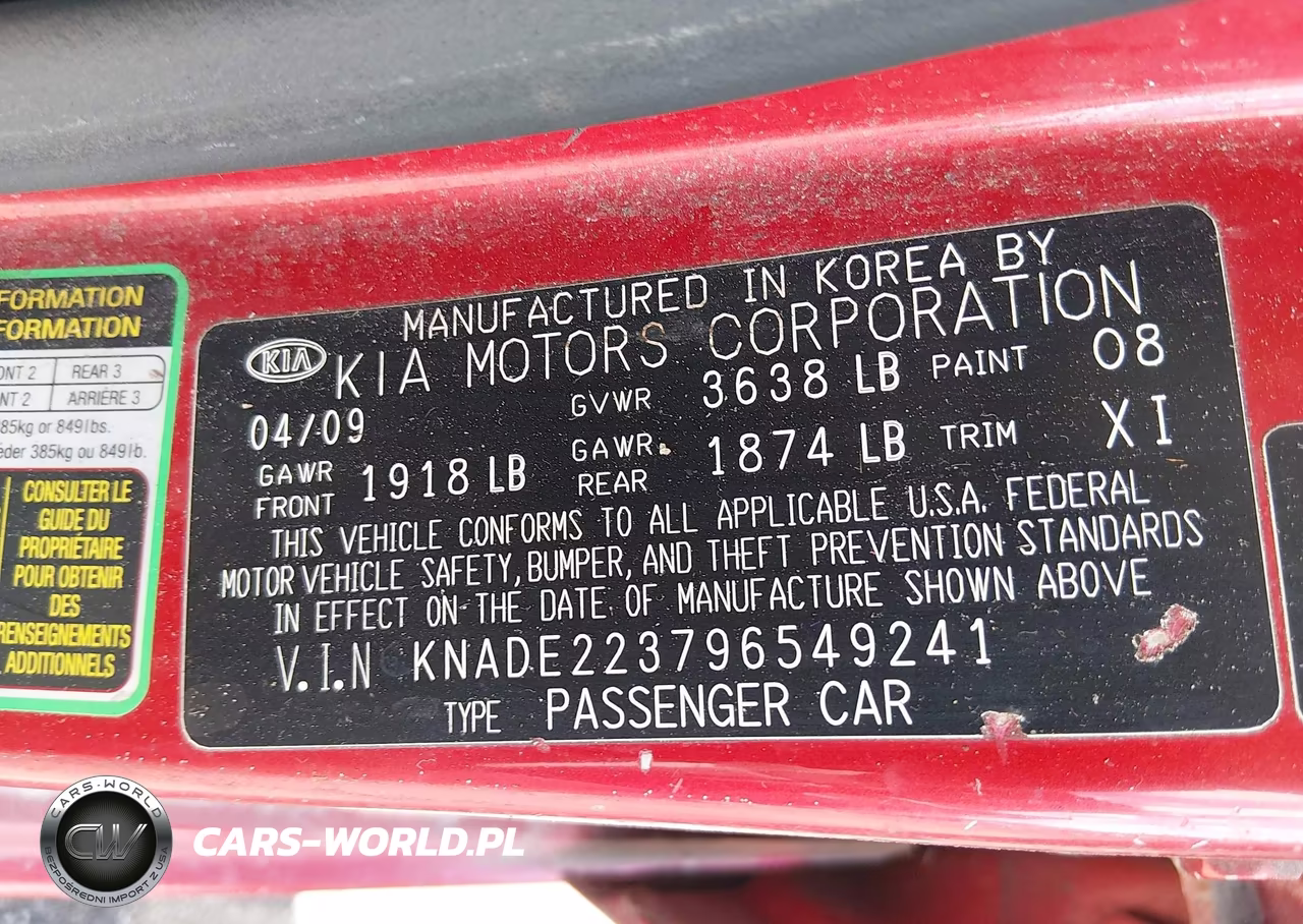 2009 Kia Rio Lx VIN:KNADE223796549241 - 9