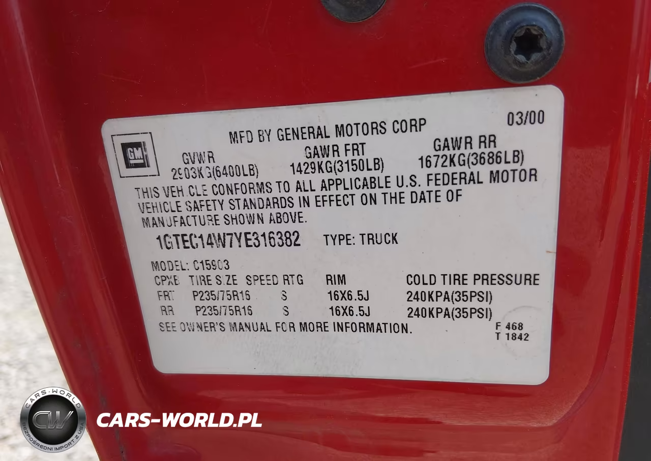2000 GMC Sierra 1500 Sl VIN:1GTEC14W7YE316382 - 9