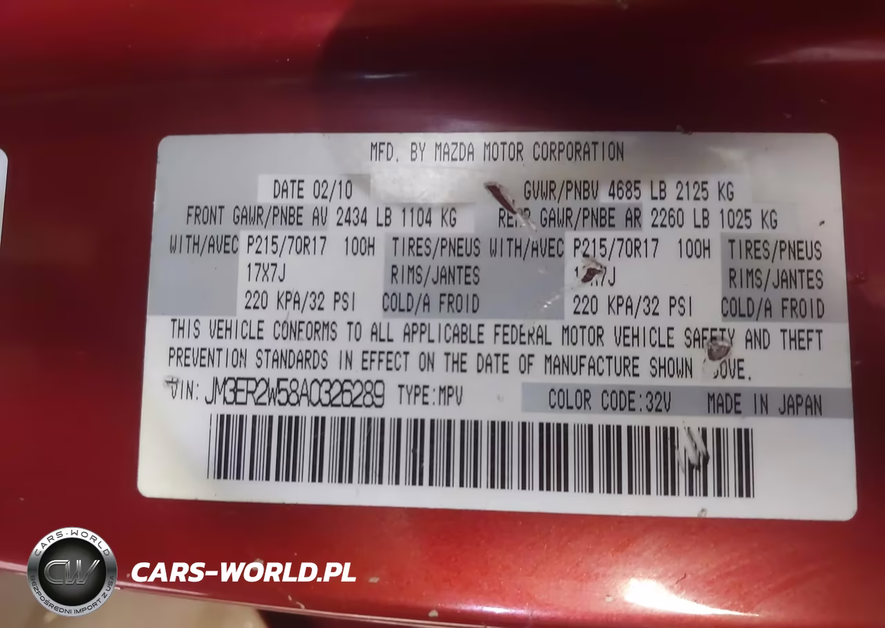 2010 Mazda Cx-7 I Sv VIN:JM3ER2W58A0326289 - 9