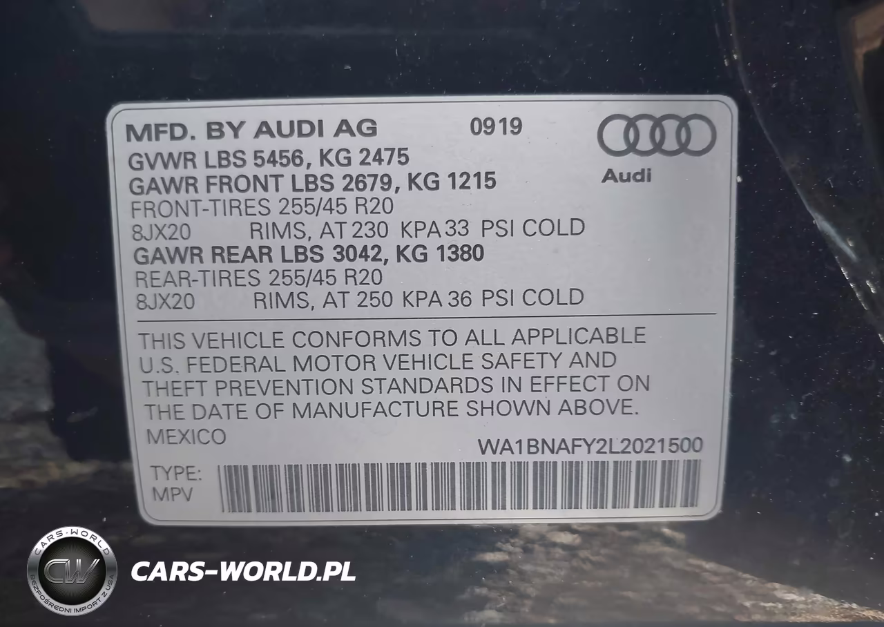 2020 Audi Q5 Premium Plus 45 Tfsi Quattro S Tronic VIN:WA1BNAFY2L2021500 - 9