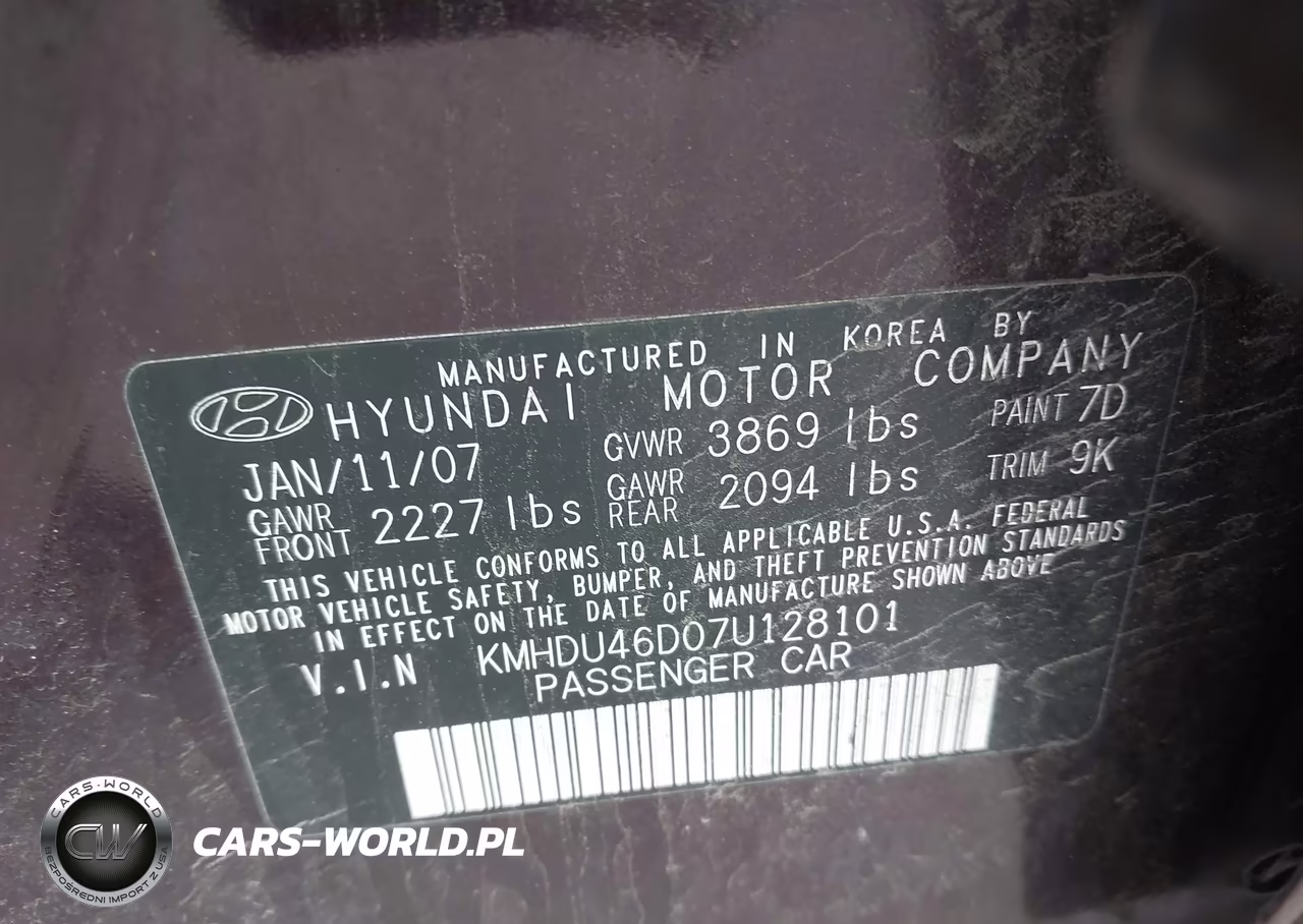 2007 Hyundai Elantra Gls-Ltd-Se VIN:KMHDU46D07U128101 - 9