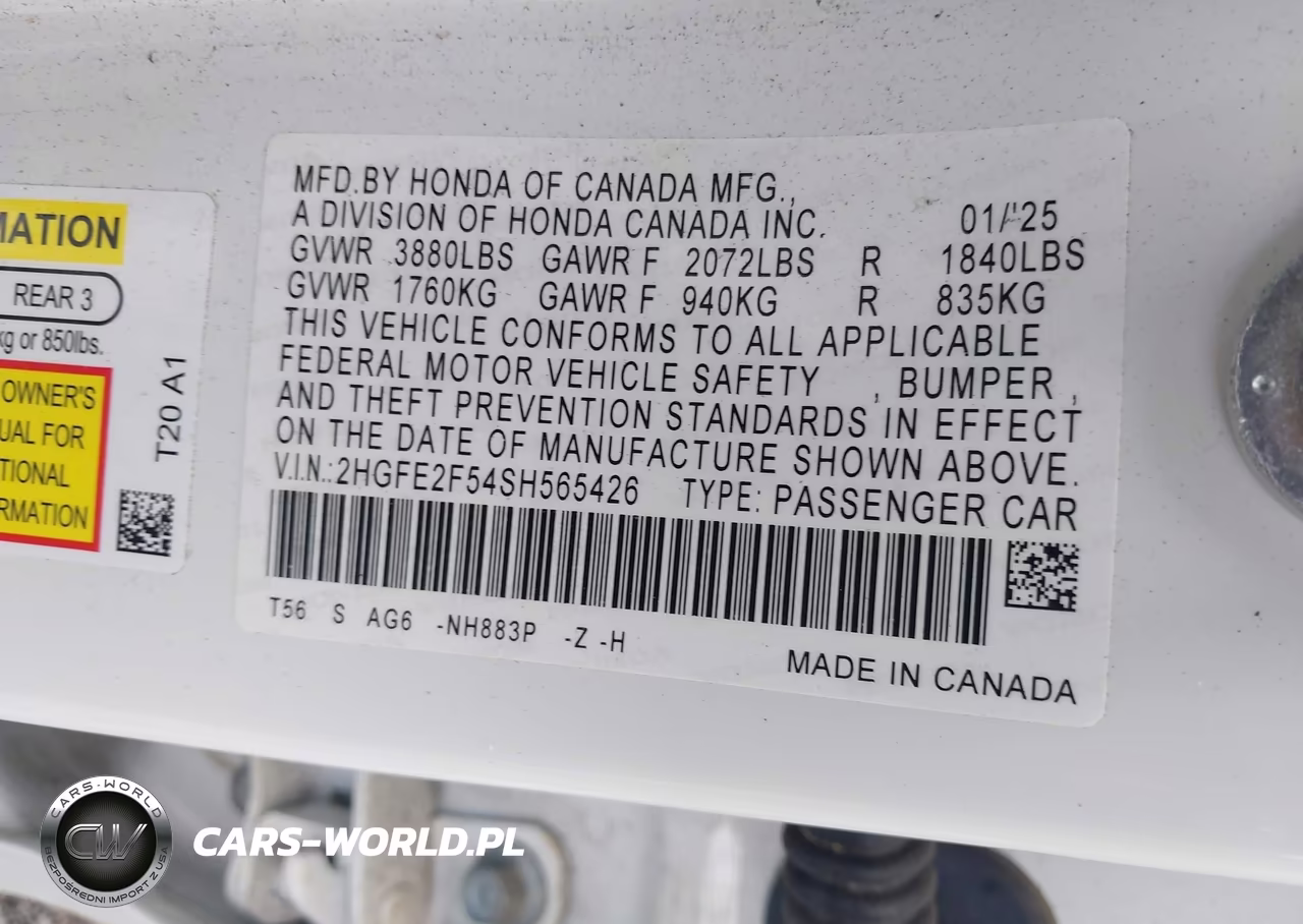 2025 Honda Civic Sport VIN:2HGFE2F54SH565426 - 9