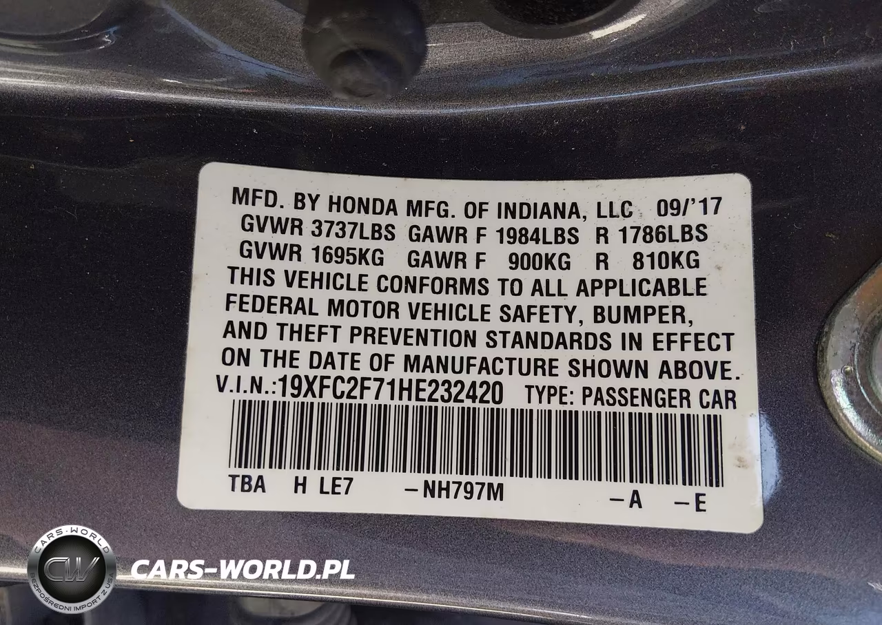 2017 Honda Civic Ex VIN:19XFC2F71HE232420 - 9