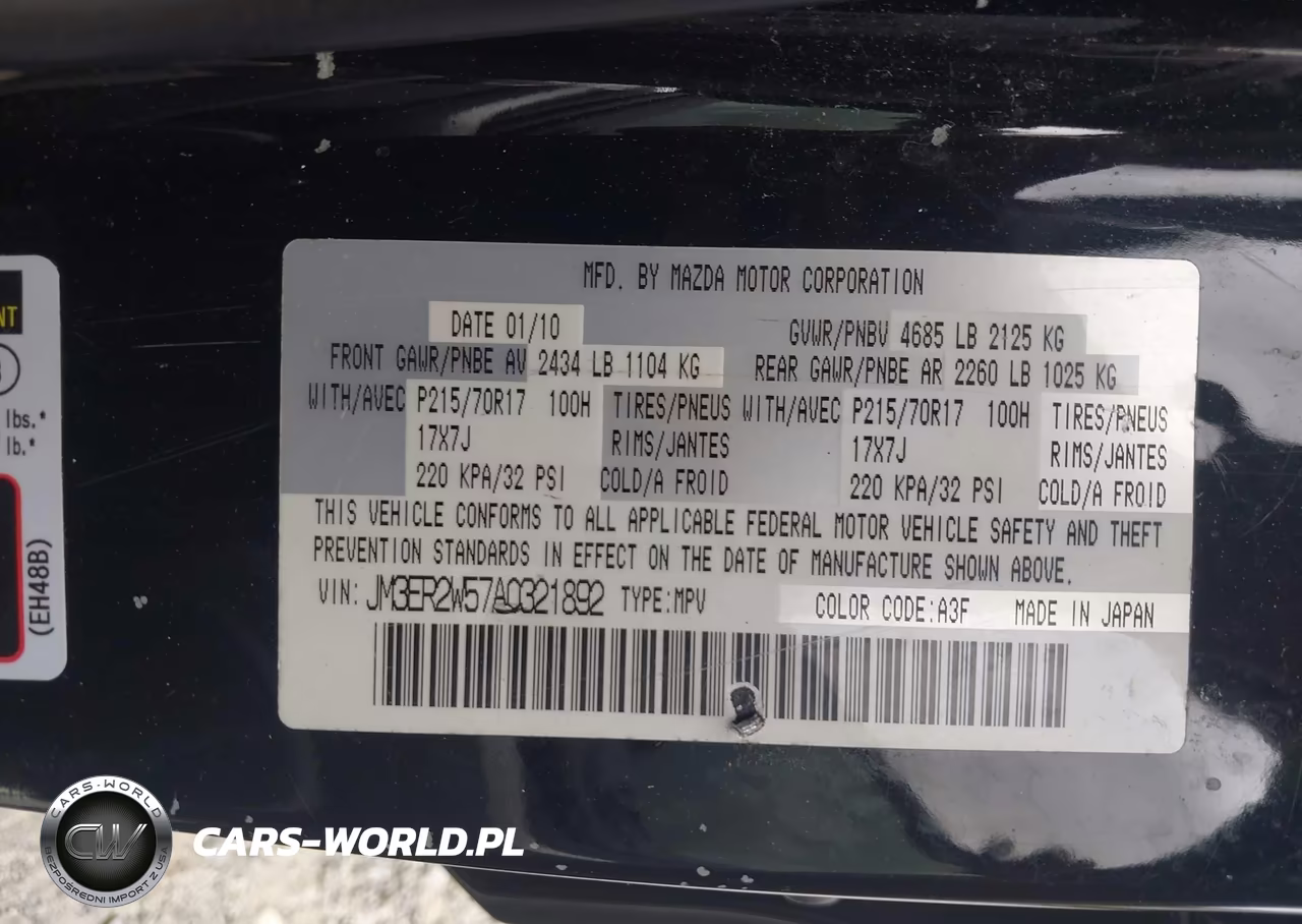 2010 Mazda Cx-7 I Sv VIN:JM3ER2W57A0321892 - 9
