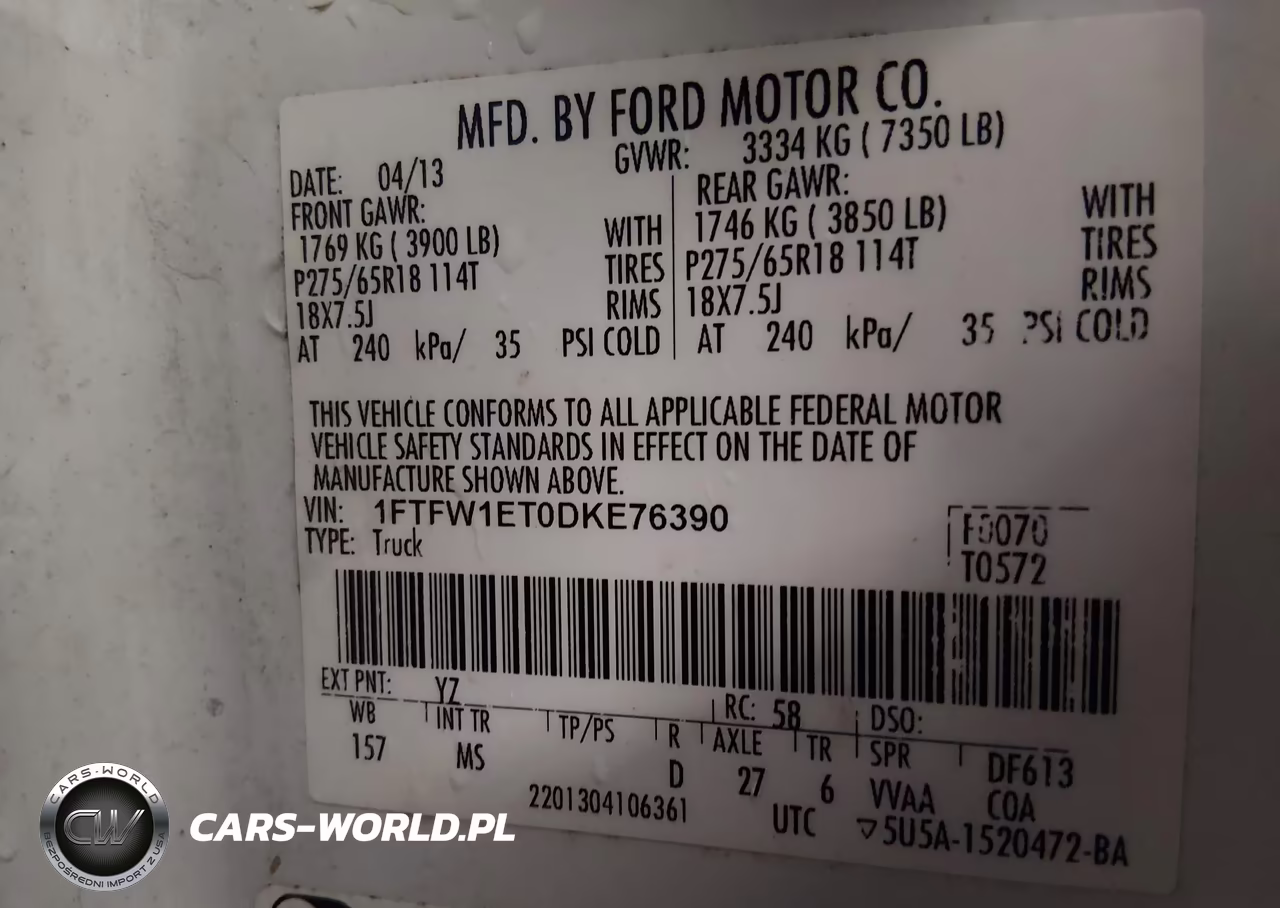 2013 Ford F-150 Xlt VIN:1FTFW1ET0DKE76390 - 9