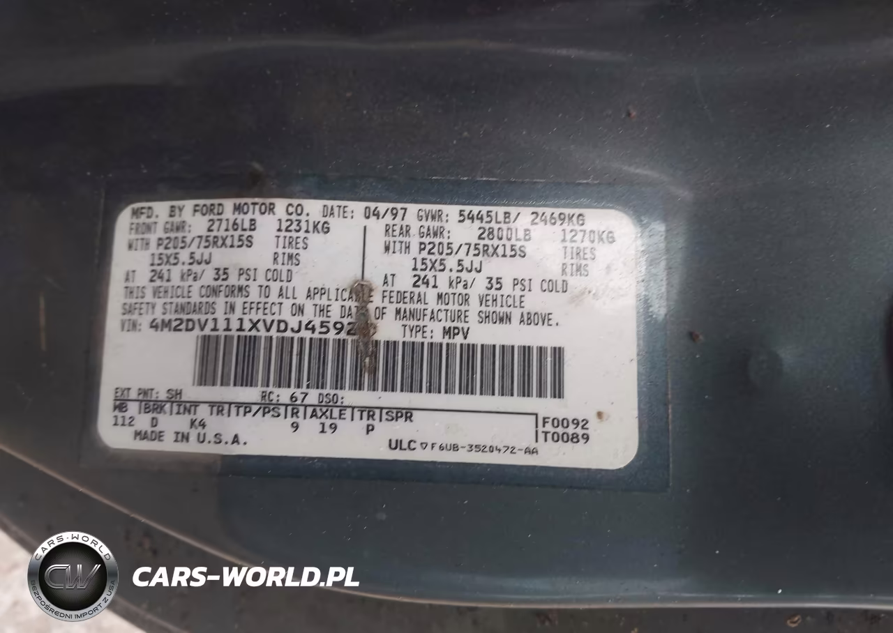 1997 Mercury Villager VIN:4M2DV111XVDJ45928 - 9