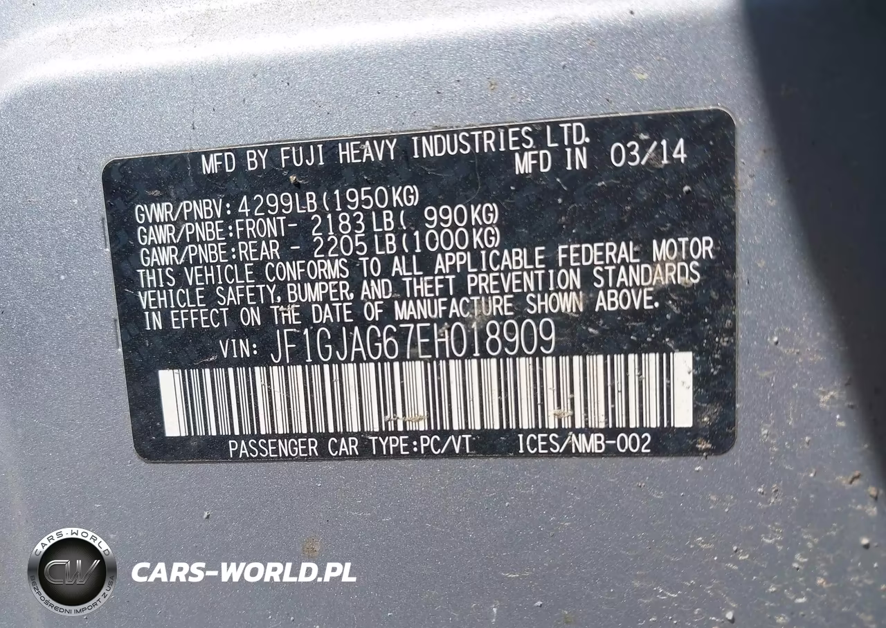2014 Subaru Impreza 2.0I Limited VIN:JF1GJAG67EH018909 - 9