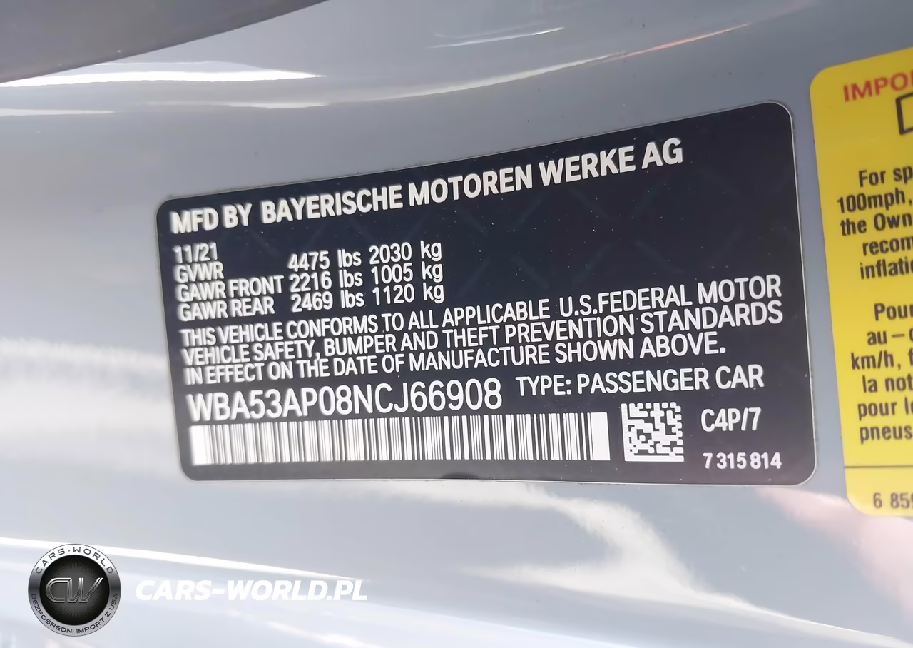 2022 BMW 430I VIN:WBA53AP08NCJ66908 - 9