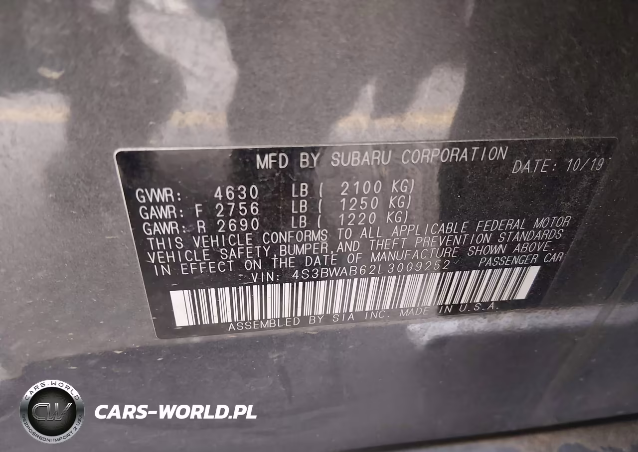 2020 Subaru Legacy VIN:4S3BWAB62L3009252 - 9