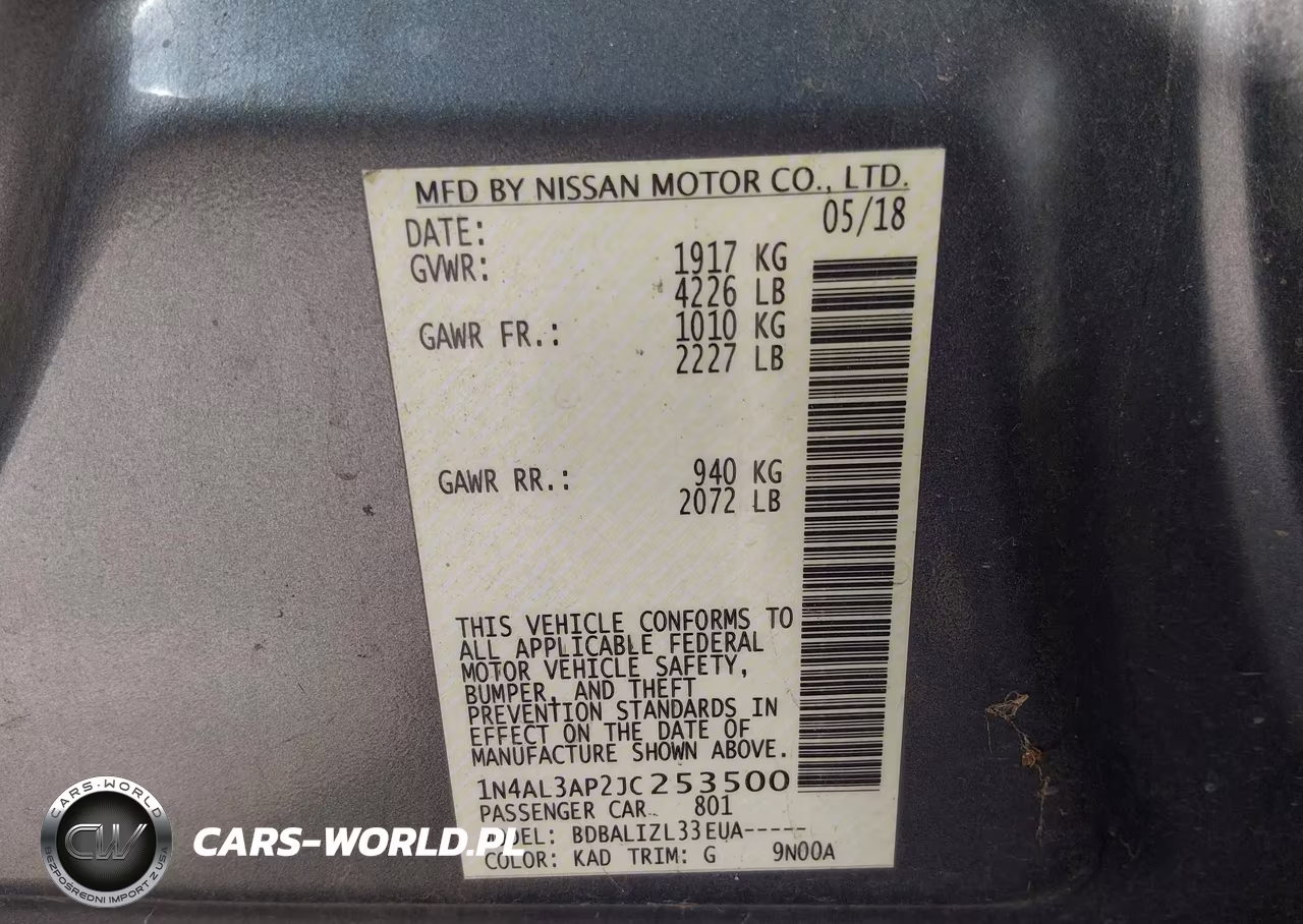 2018 Nissan Altima 2.5 Sv VIN:1N4AL3AP2JC253500 - 9