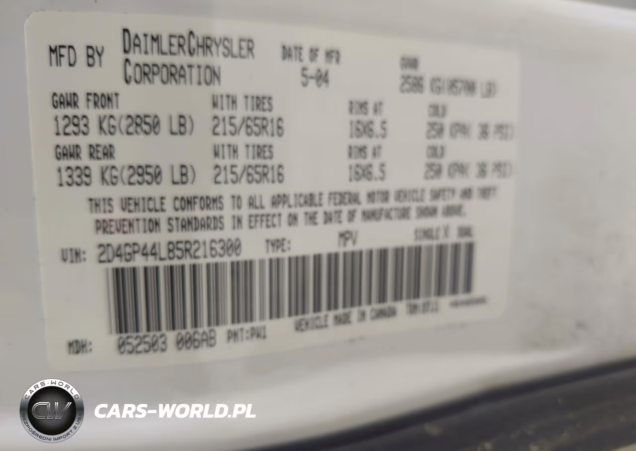 2005 Dodge Grand Caravan Sxt VIN:2D4GP44L85R216300 - 9