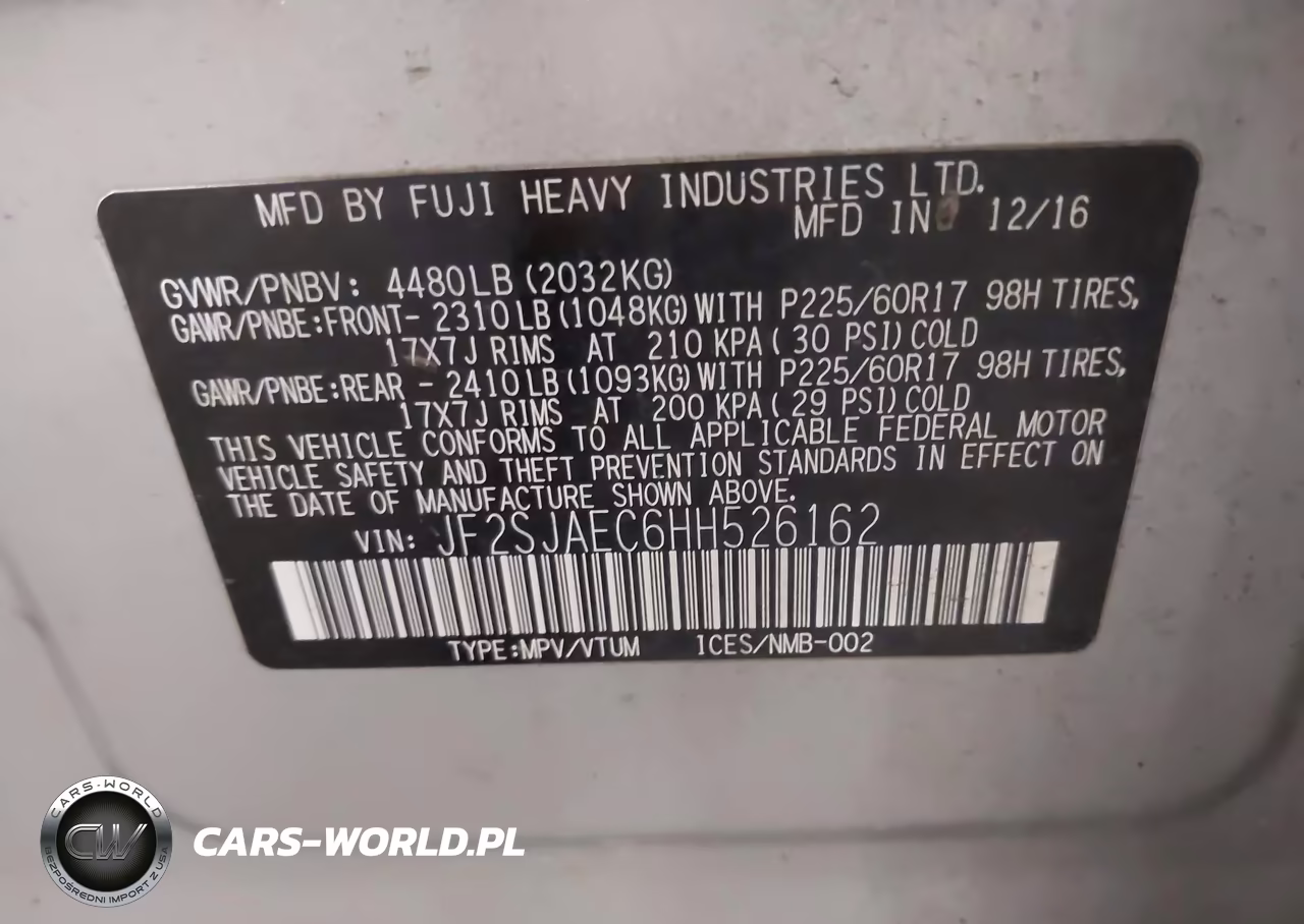 2017 Subaru Forester 2.5I Premium VIN:JF2SJAEC6HH526162 - 9