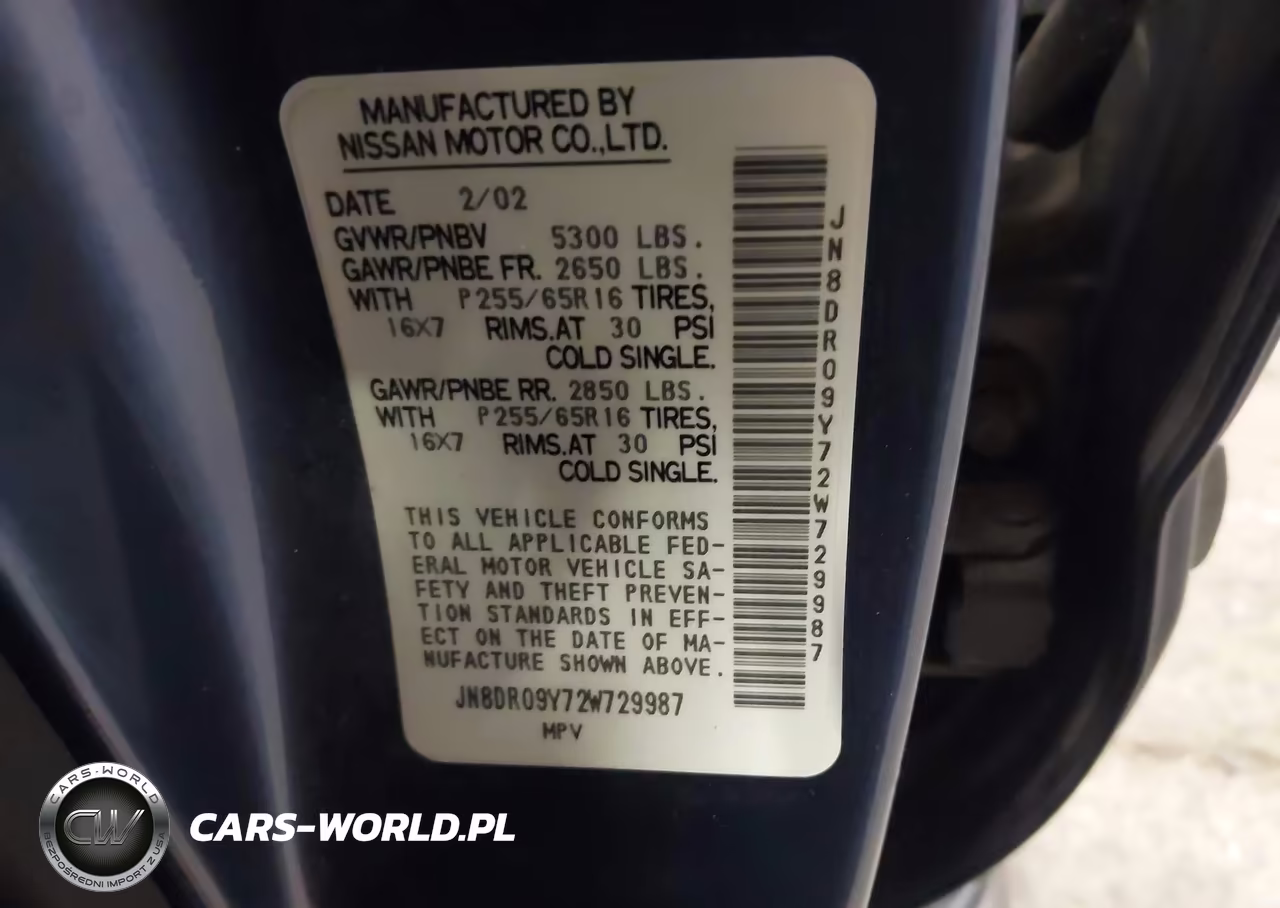 2002 Nissan Pathfinder Se VIN:JN8DR09Y72W729987 - 9