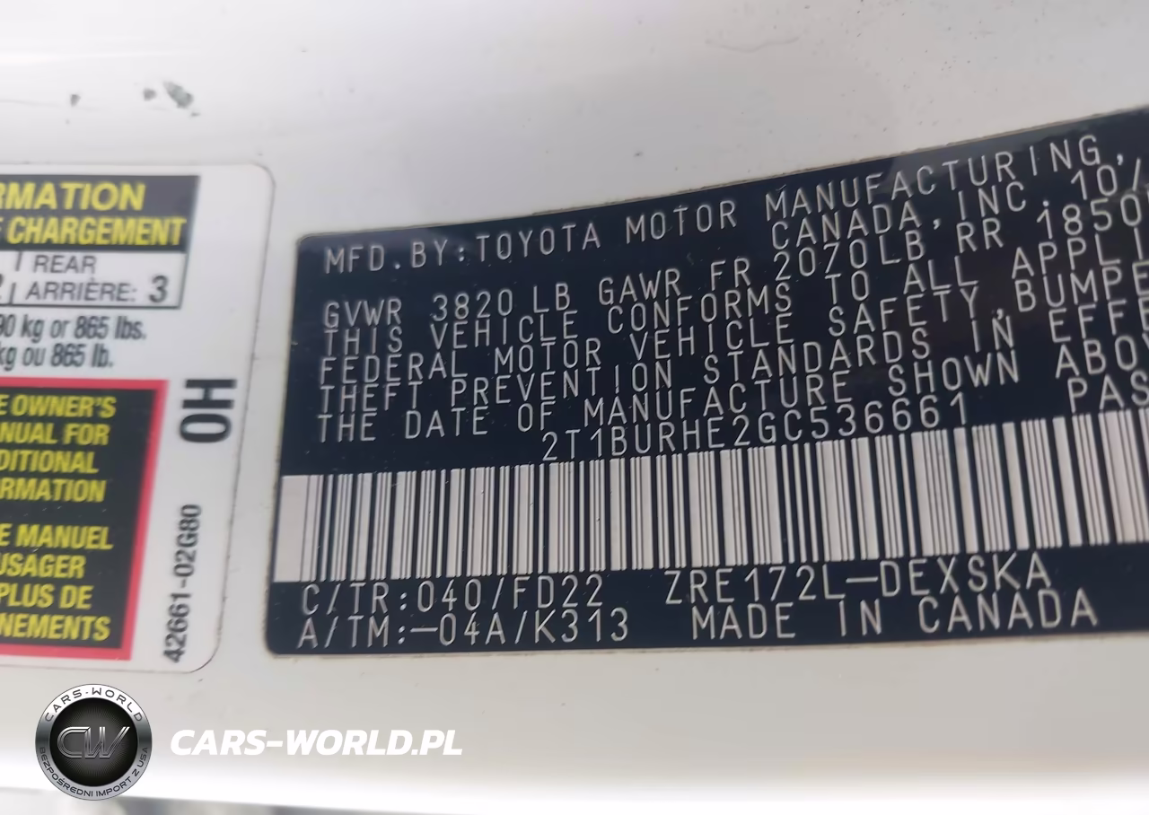 2016 Toyota Corolla S Plus VIN:2T1BURHE2GC536661 - 9
