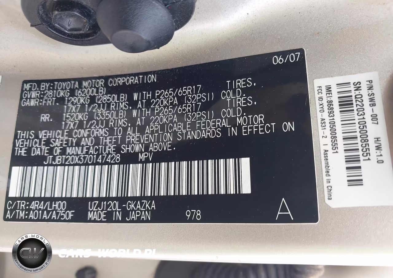 2007 Lexus Gx 470 VIN:JTJBT20X370147428 - 9