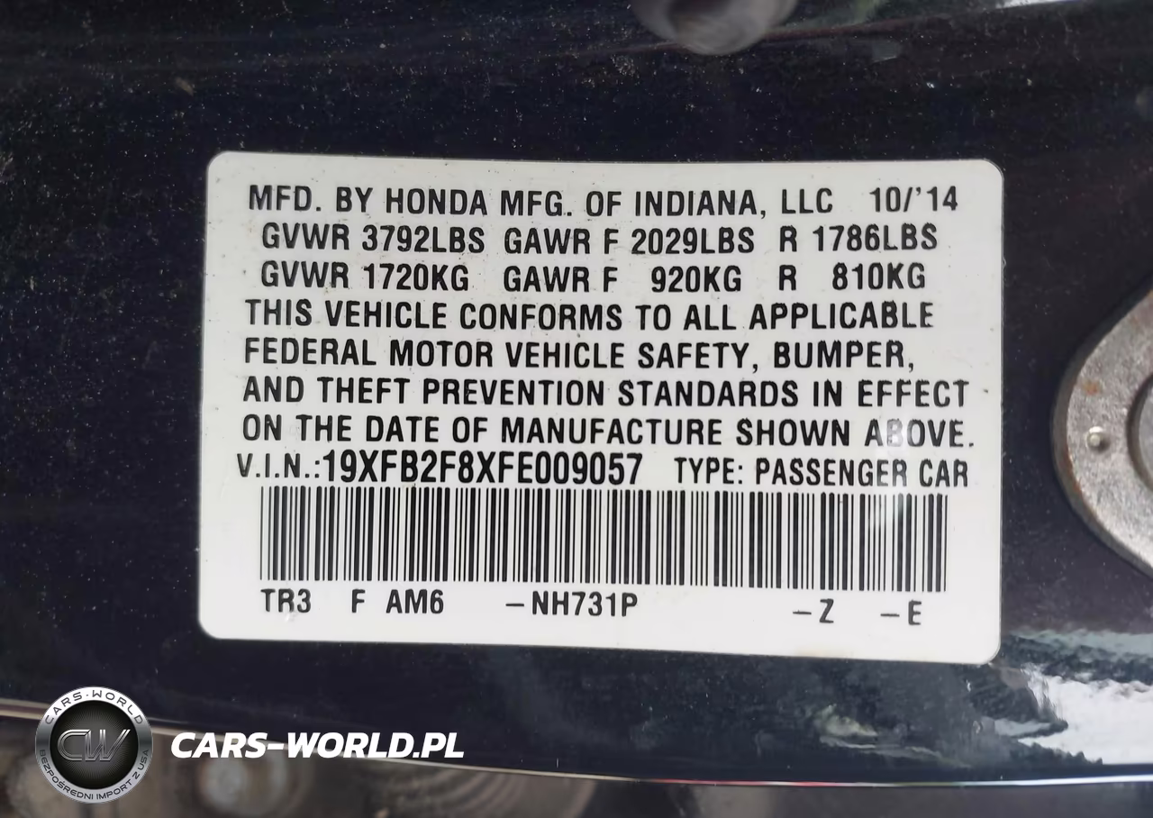 2015 Honda Civic Ex VIN:19XFB2F8XFE009057 - 9