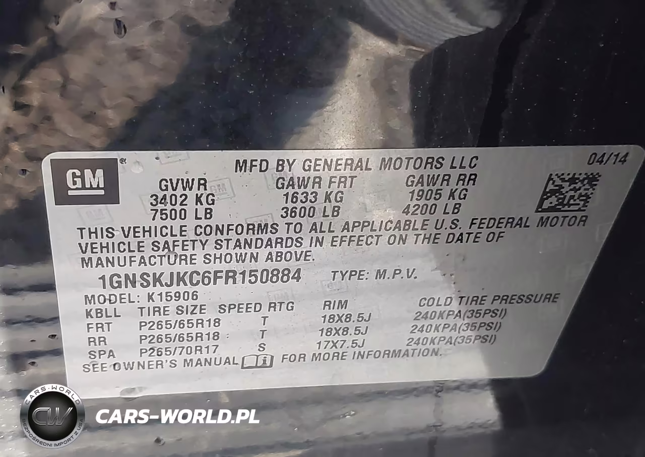 2015 Chevrolet Suburban 1500 Lt VIN:1GNSKJKC6FR150884 - 9