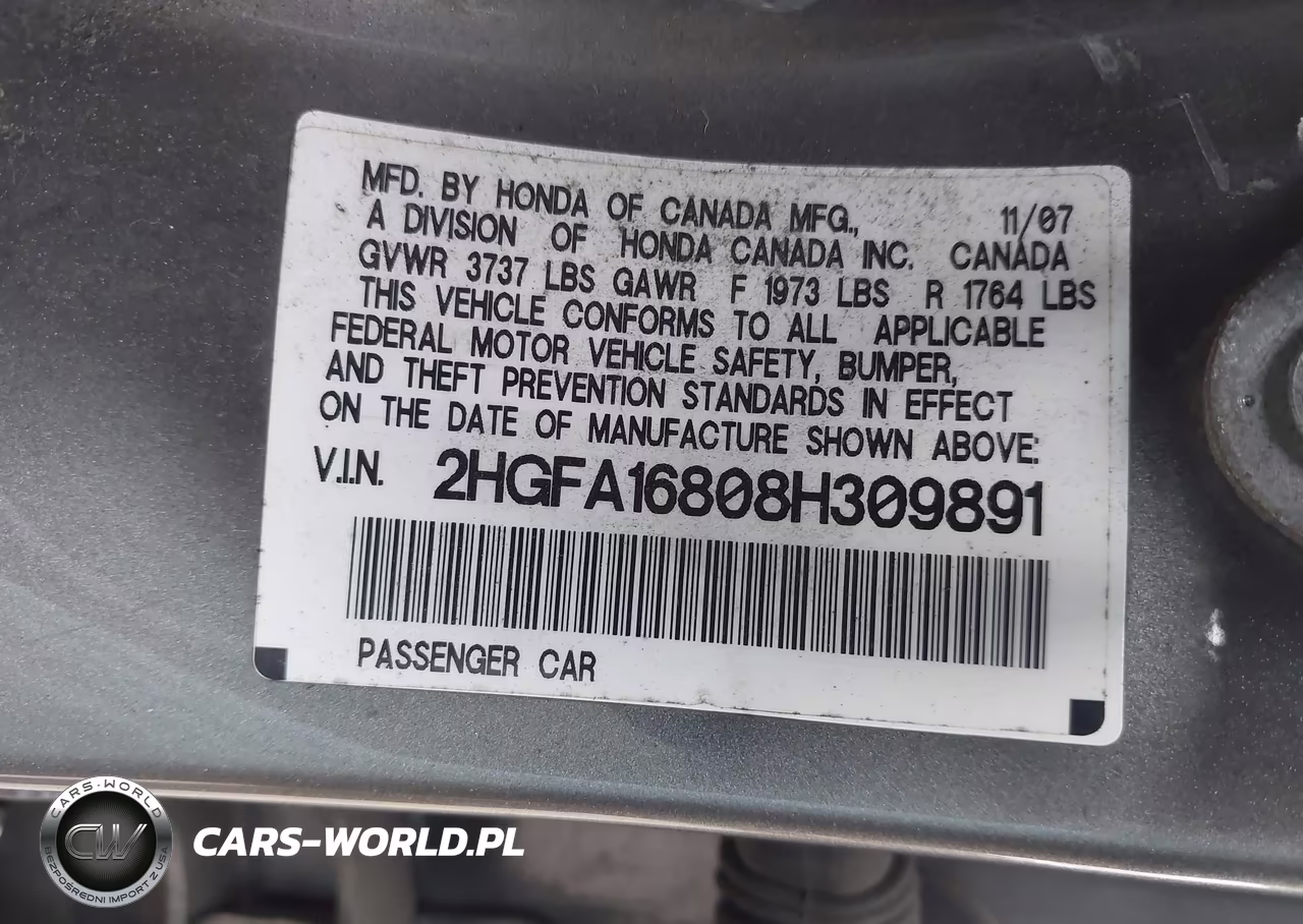 2008 Honda Civic Ex VIN:2HGFA16808H309891 - 9